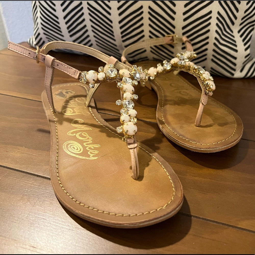 Gems & Leather Party Sandals - Picture 2 of 5